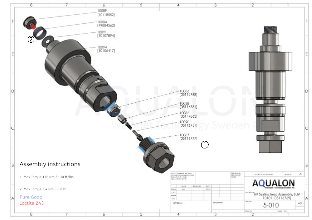 HP Sealing head Assembly, SLIV, 05116769 view 2