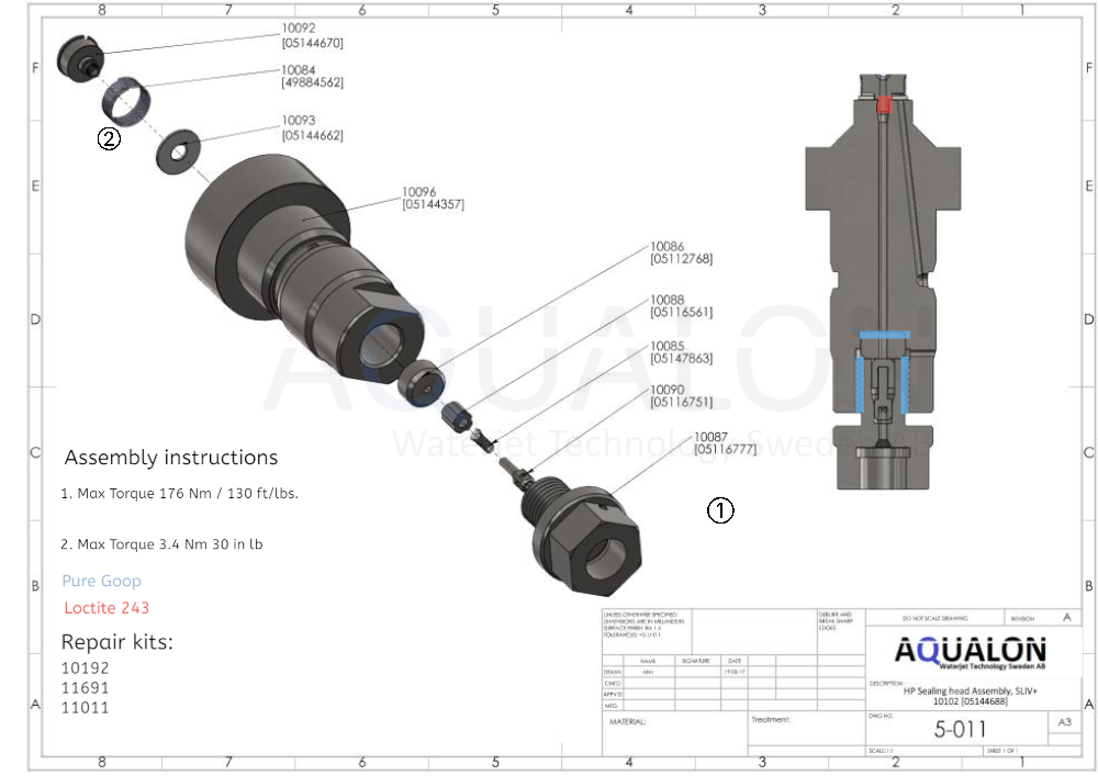 HP Sealing head Assembly, SLIV+, 05144688 view 2