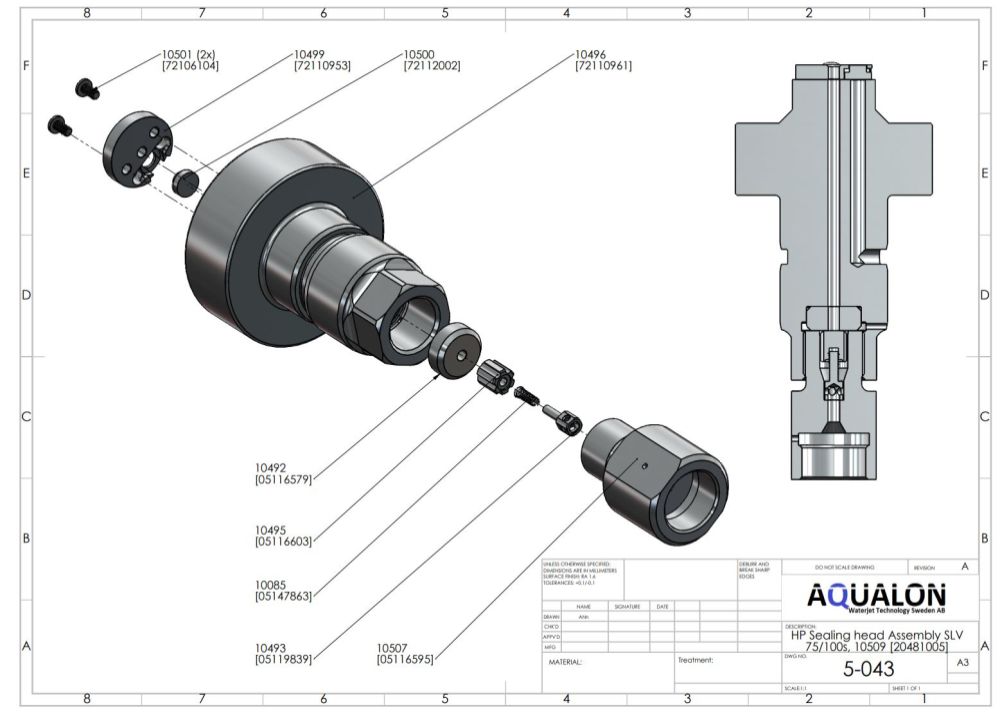 Gland Nut, Check valve, SLV 75s/100s, 05116595 view 2