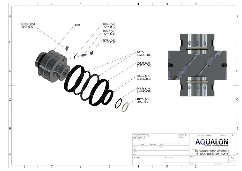 Repair kit, Hydraulic piston assembly, SLV 75S / 100S, 80085079 view 2