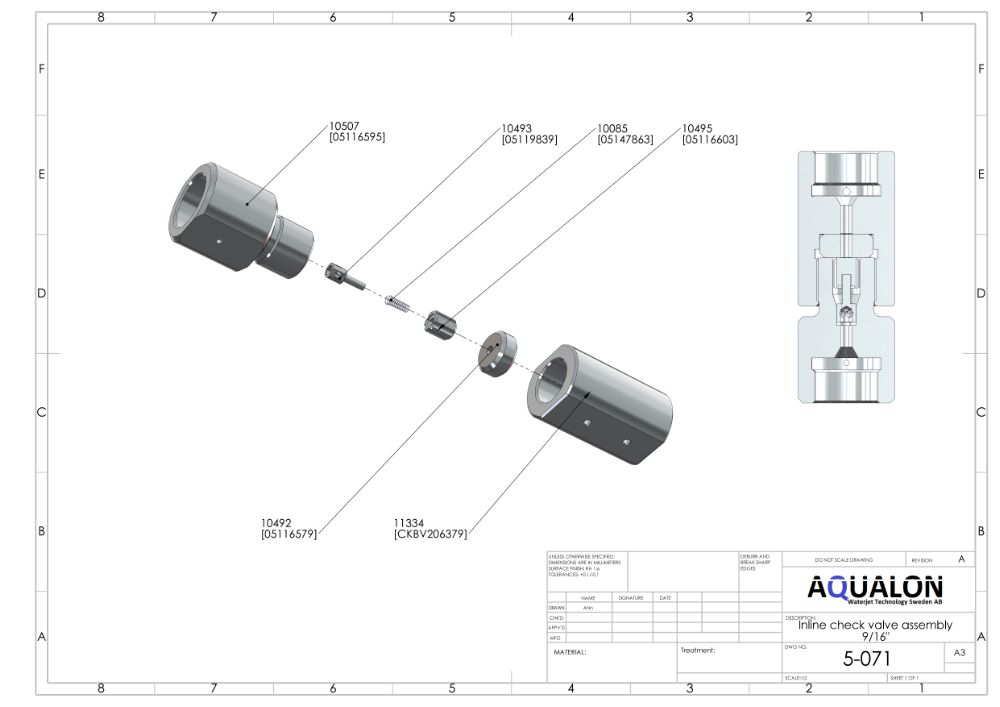 Inline check valve assembly 9/16" view 3