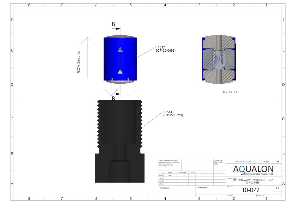 Union suction valve cartridge, CP-22-0690 view 2